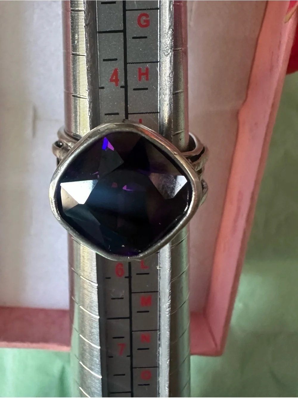 Silpada sterling Silver 925 Ring with Deep Purple Cushion Gemstone size 5